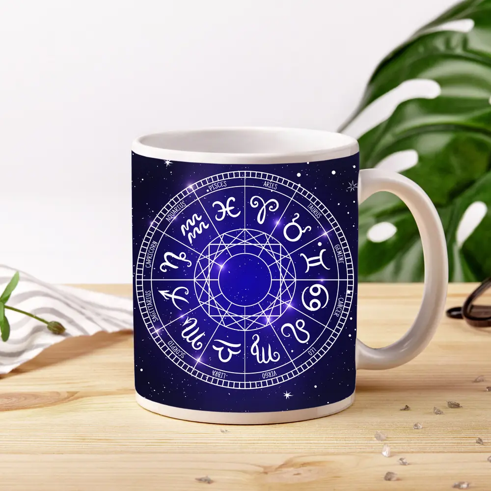All Zodiac Signs Wheel Dark Blue Sky – Mugs