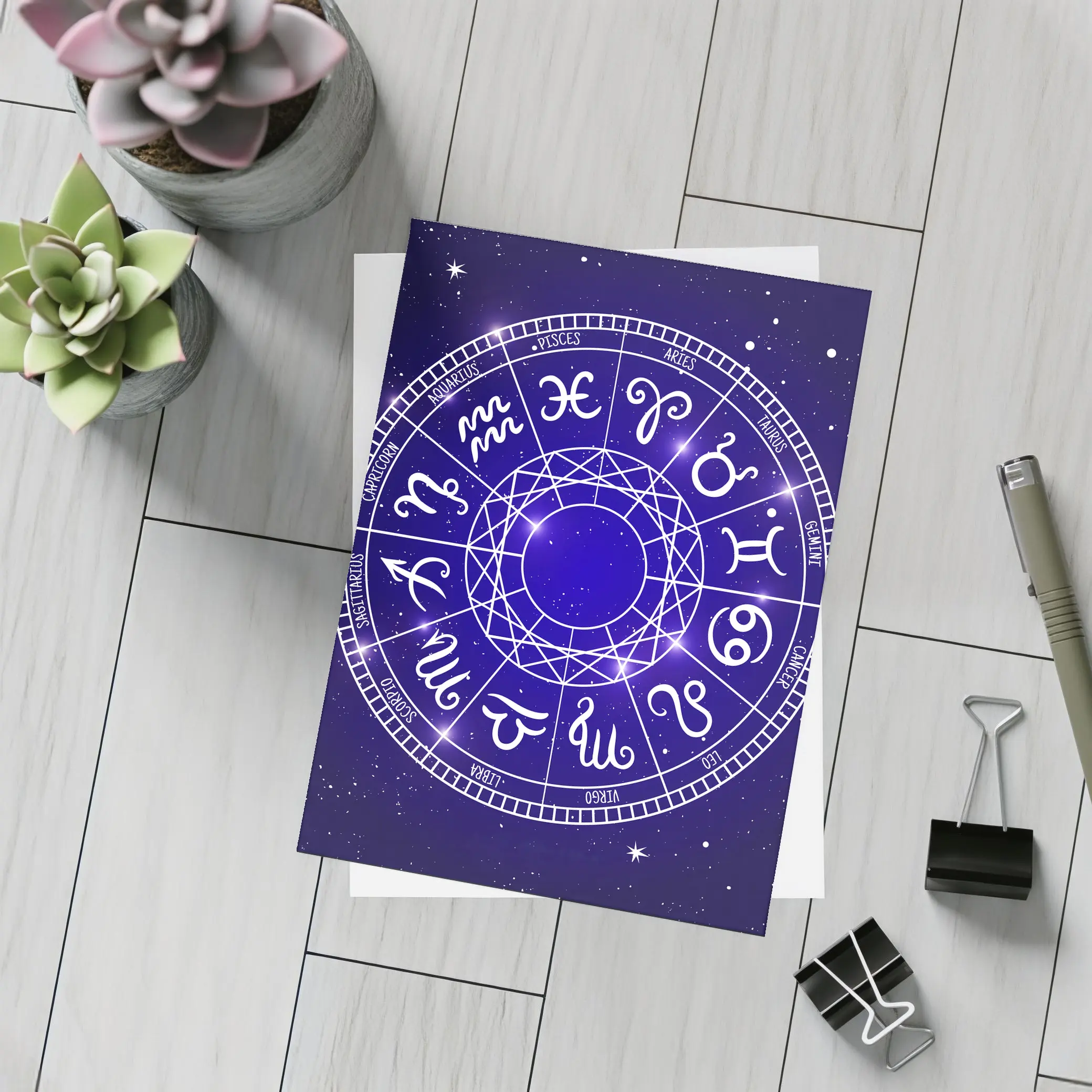 All Zodiac Signs Wheel Dark Blue Sky – Postcards