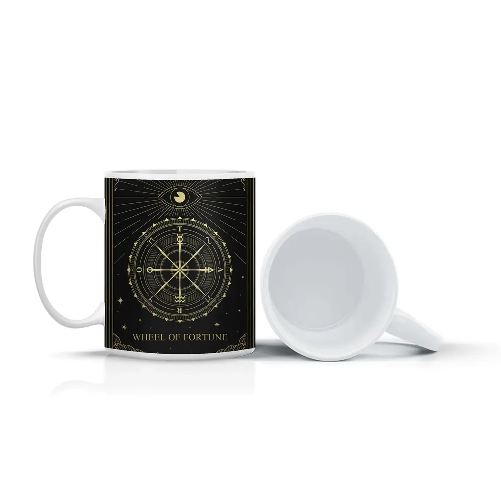 Wheel of Fortune Tarot Card Gold Black – Mugs