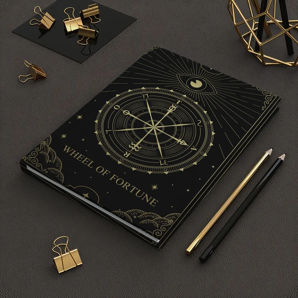 Wheel of Fortune Tarot Card Gold Black – Notebooks