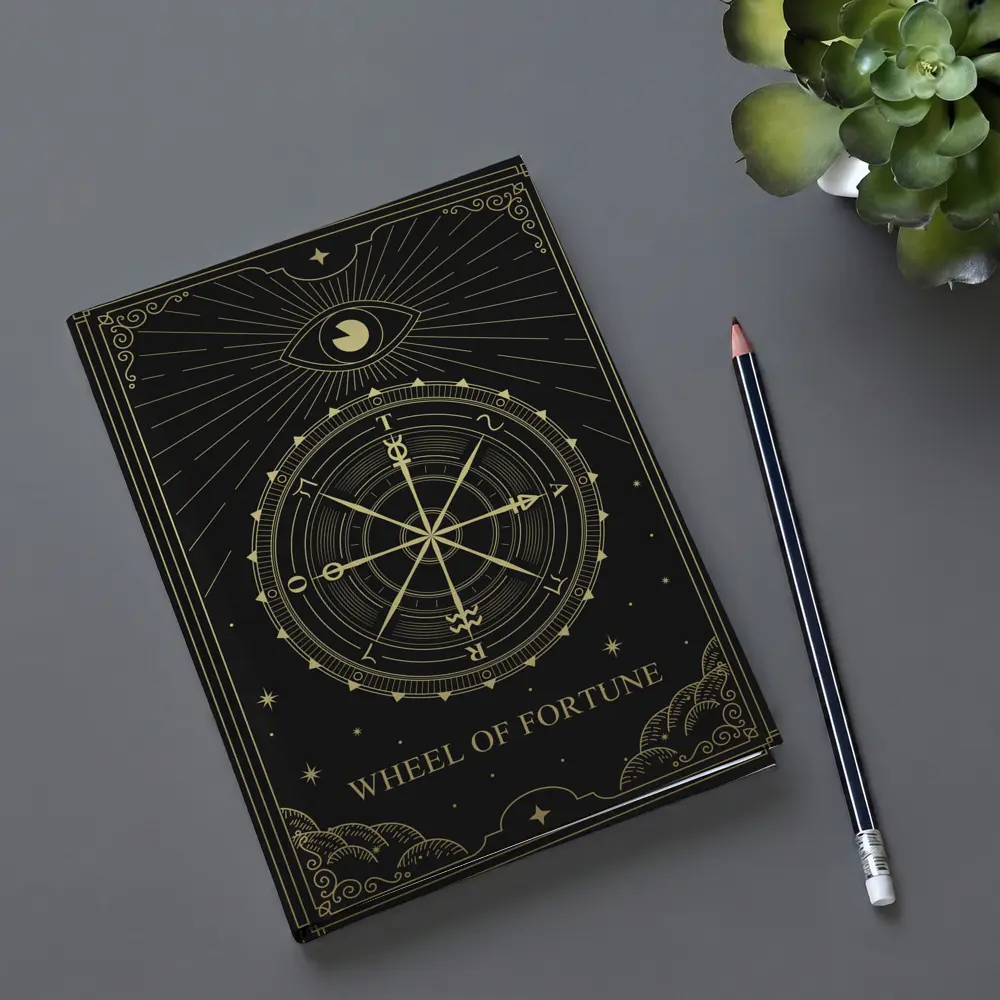 Wheel of Fortune Tarot Card Gold Black – Notebooks