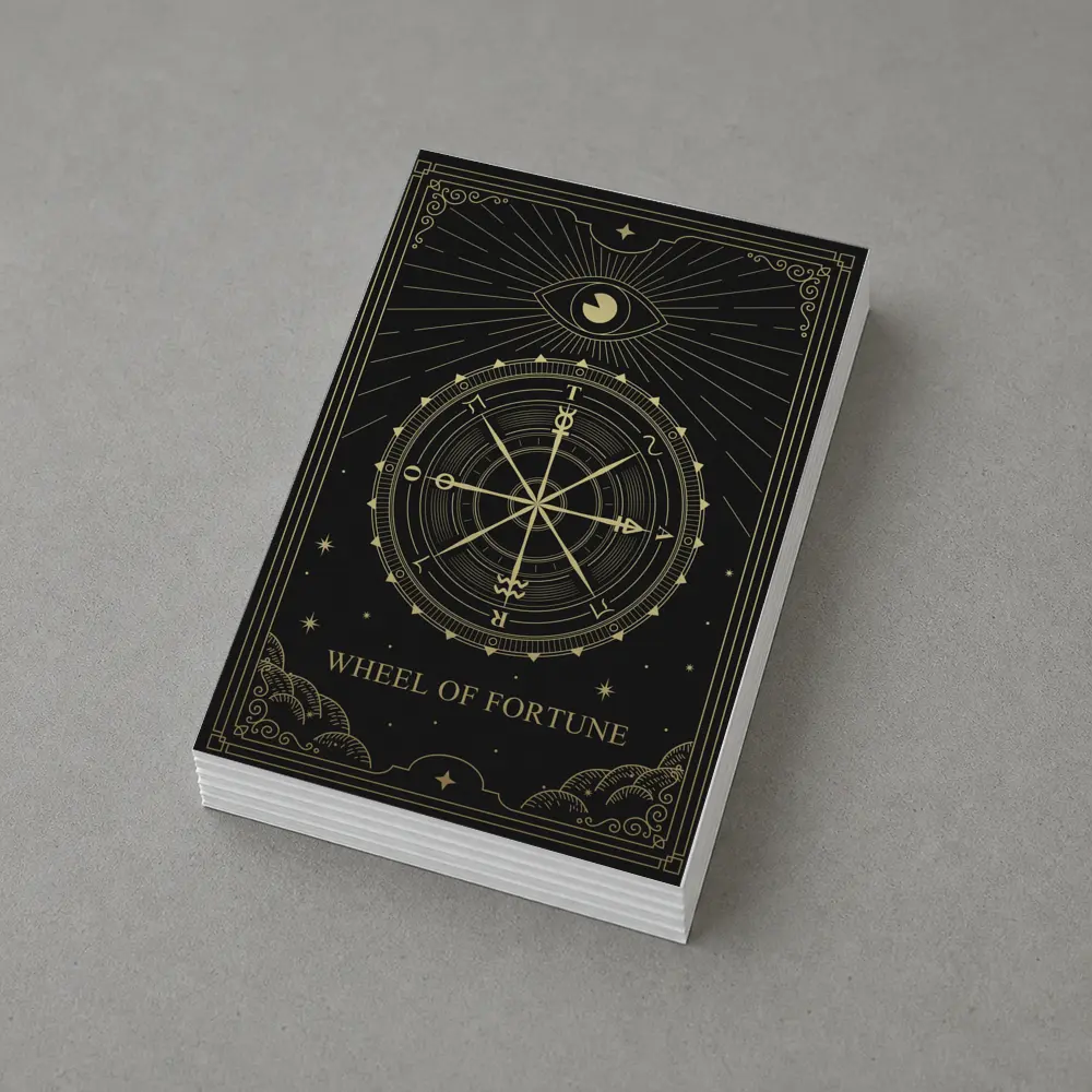 Wheel of Fortune Tarot Card Gold Black – Postcards