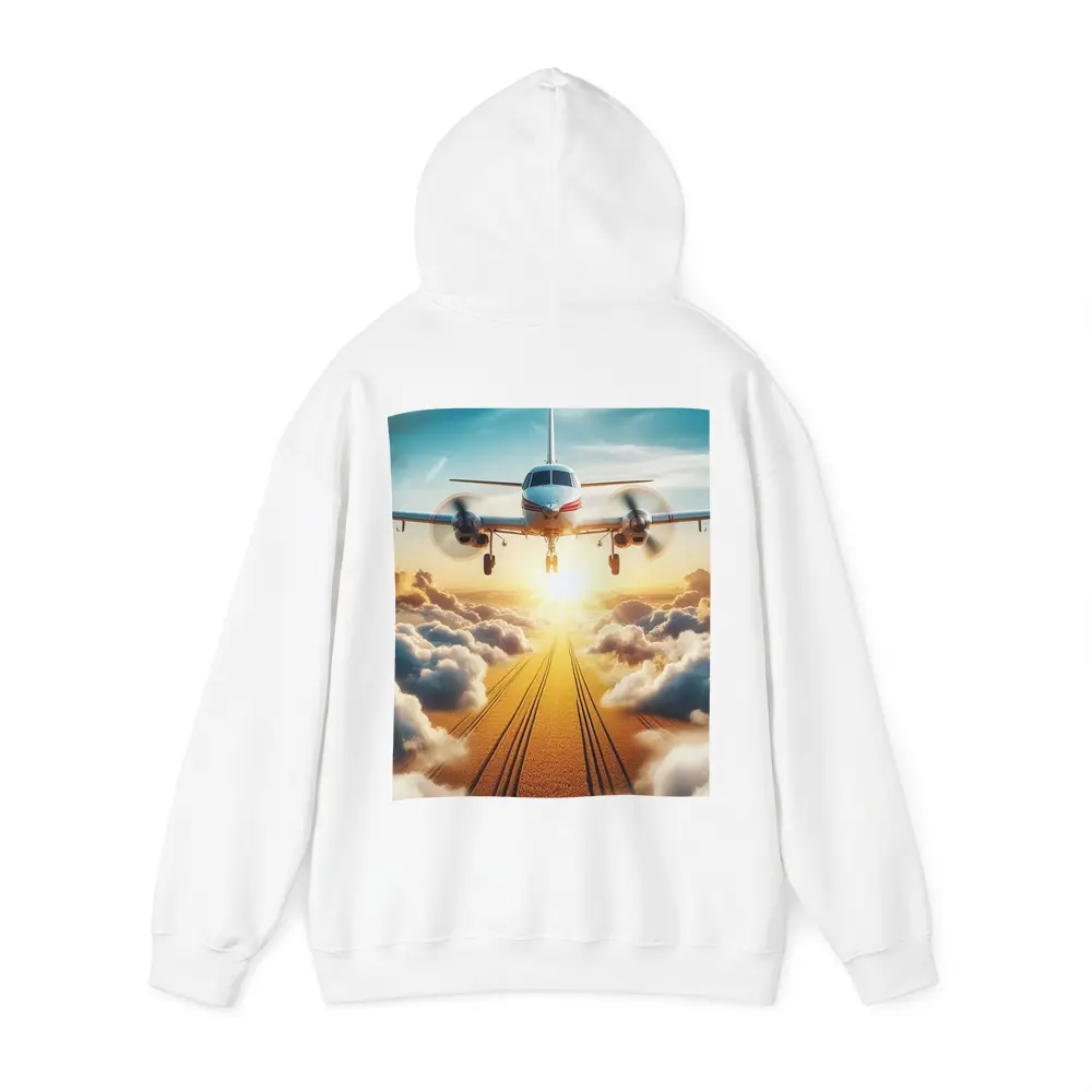 Twin Engine Plane Flying Above Golden Clouds – Hoodies