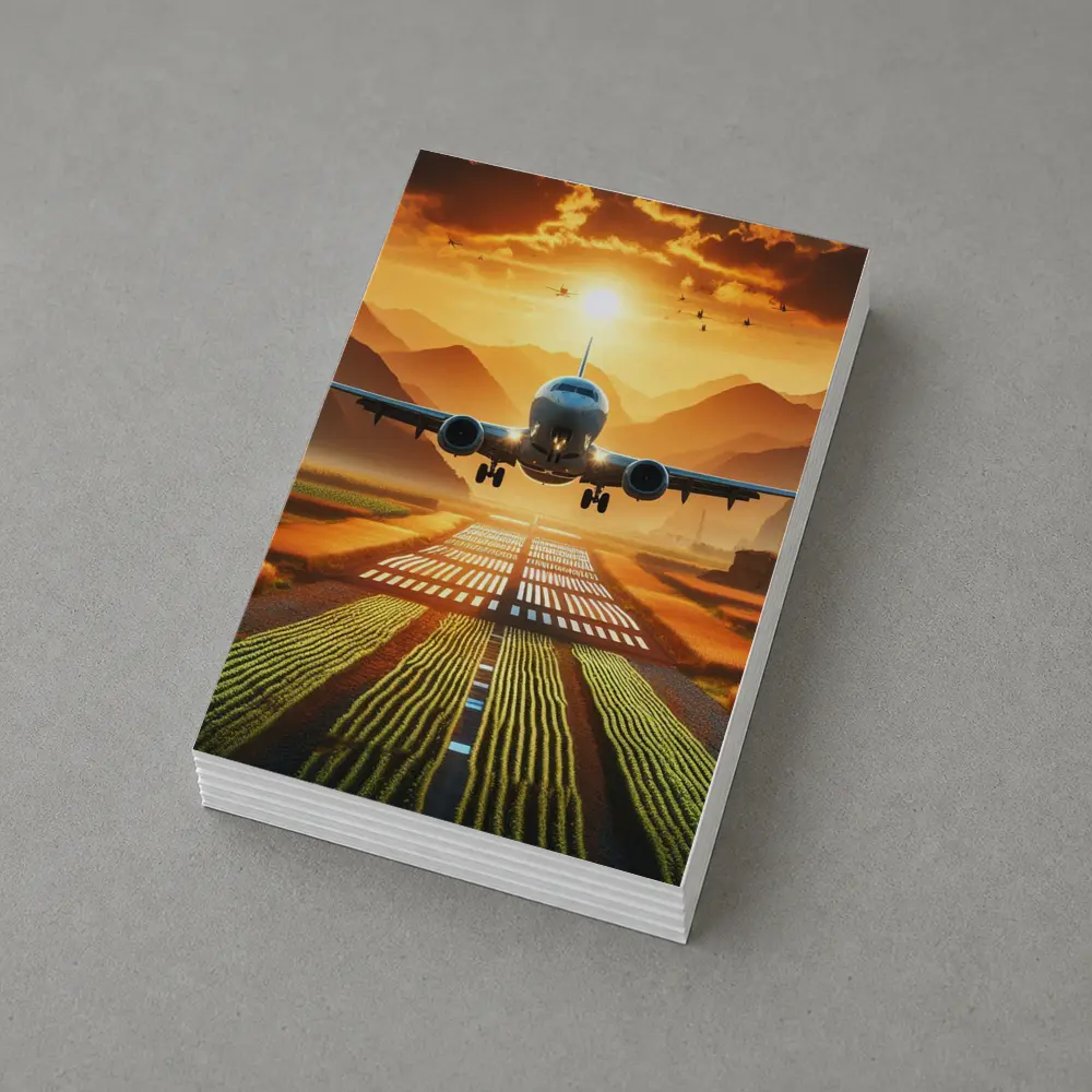 Airplane Taking Off At Golden Sunset – Postcards
