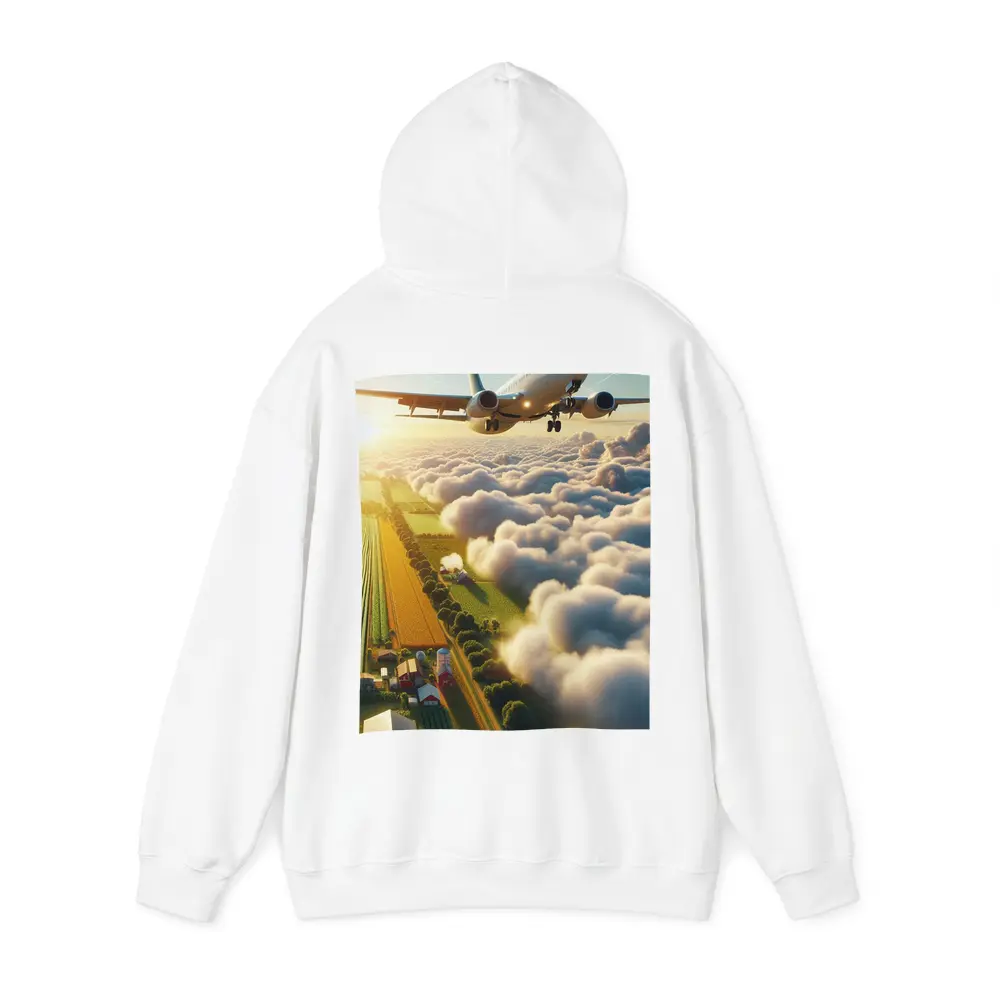Commercial Airplane Flying Over Farmland Clouds – Hoodies