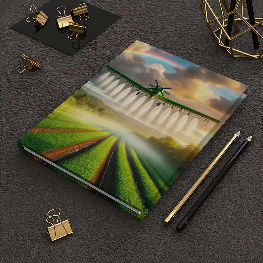 Crop Duster Plane Over Green Farm Fields – Notebooks