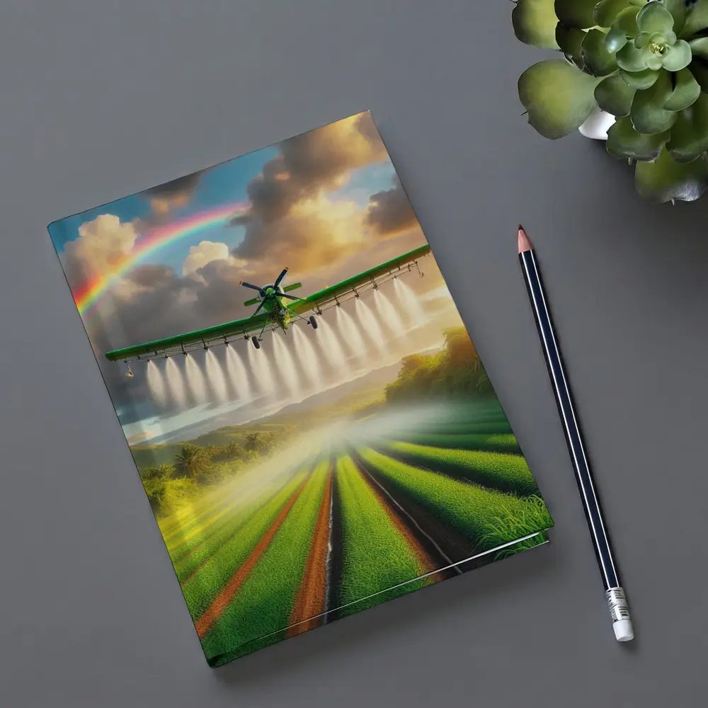 Crop Duster Plane Over Green Farm Fields – Notebooks