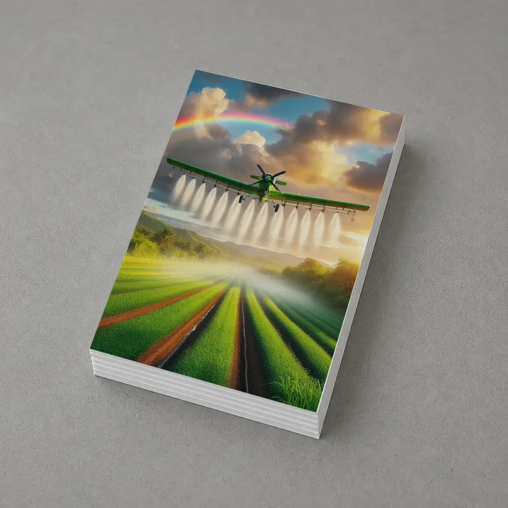 Crop Duster Plane Over Green Farm Fields – Postcards