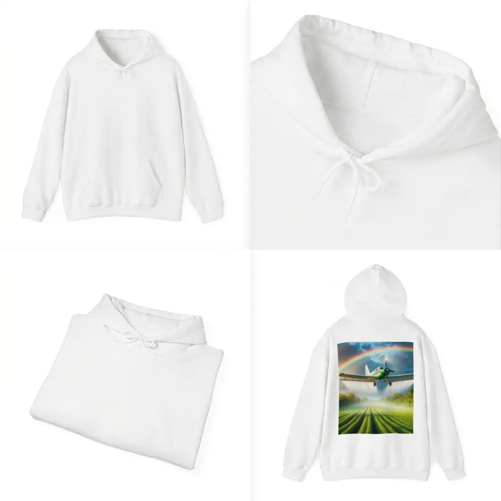 Crop Duster Airplane Flying Over Green Fields – Hoodies