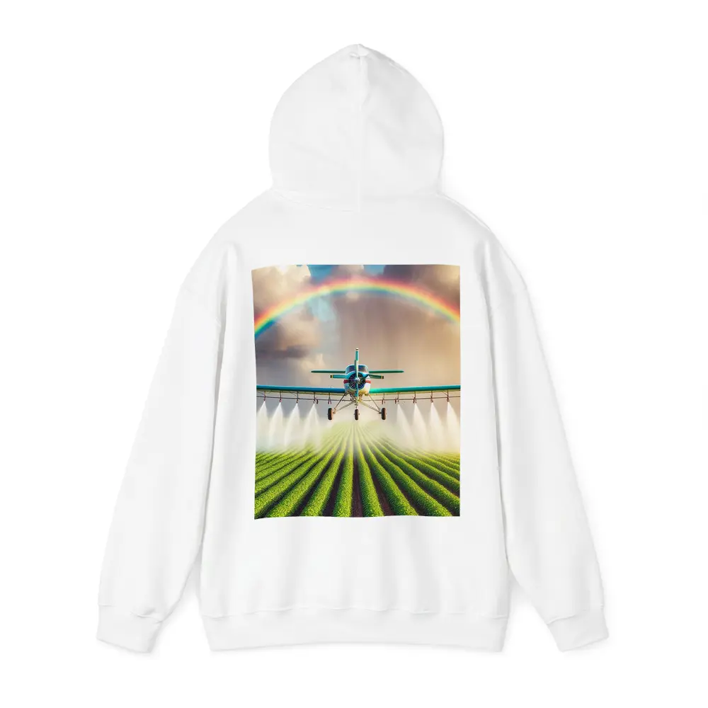 Crop Duster Plane Spraying Green Farm Rainbow – Hoodies