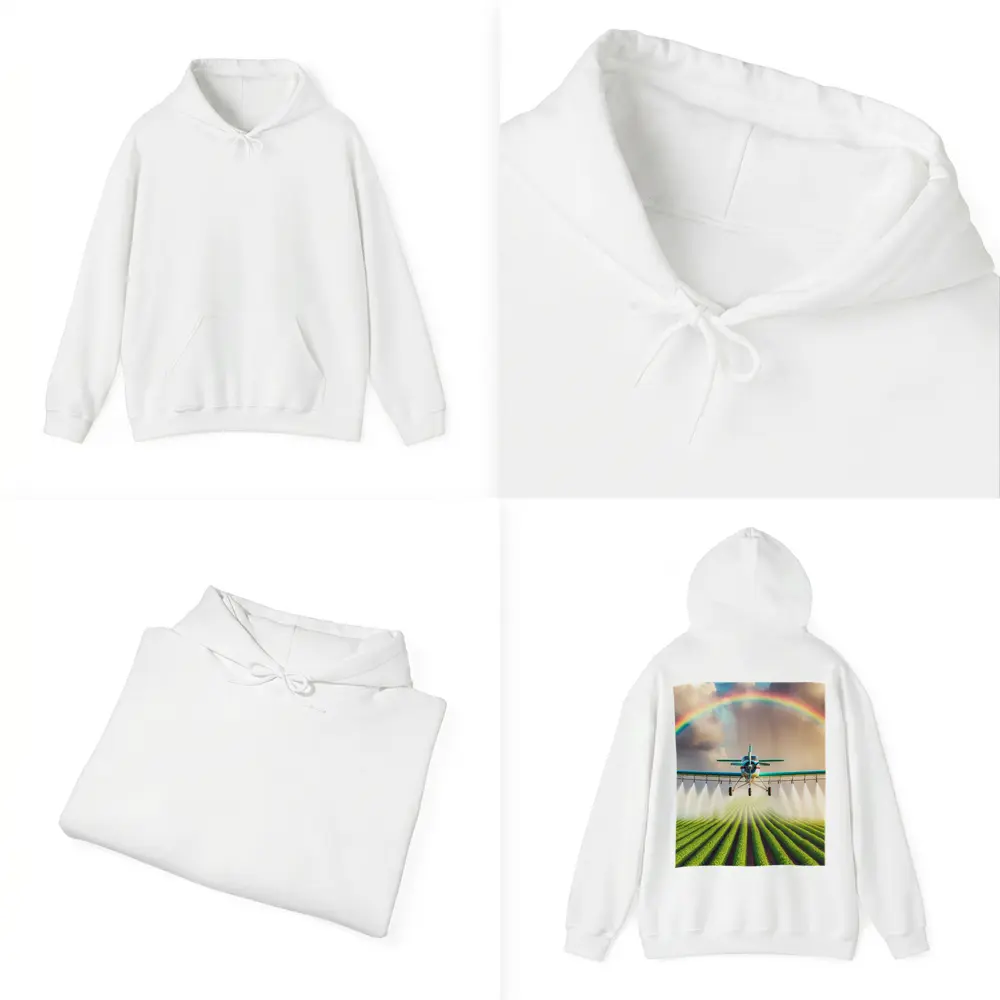 Crop Duster Plane Spraying Green Farm Rainbow – Hoodies