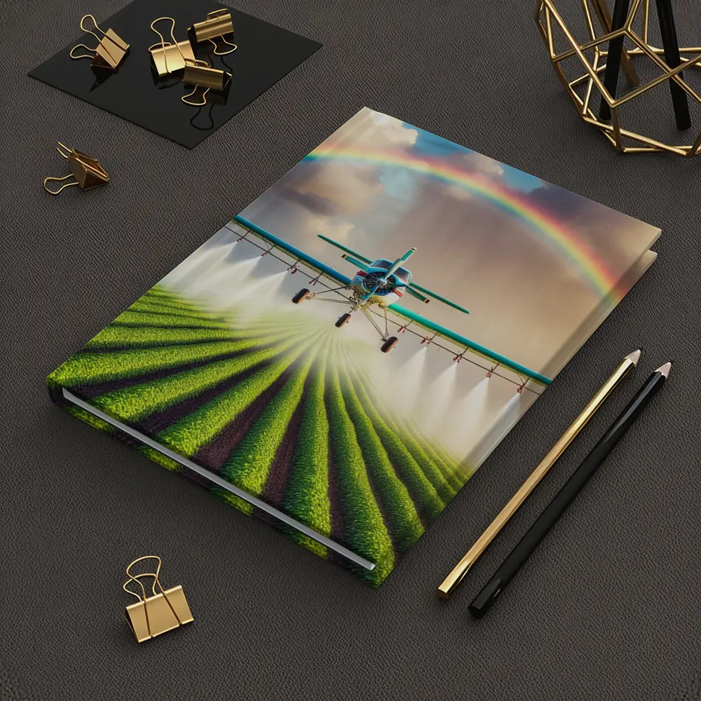 Crop Duster Plane Spraying Green Farm Rainbow – Notebooks