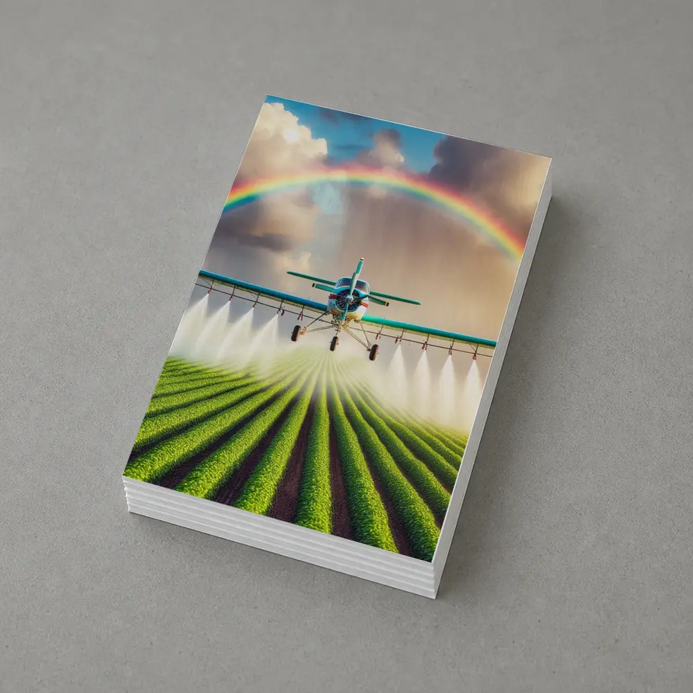 Crop Duster Plane Spraying Green Farm Rainbow – Postcards