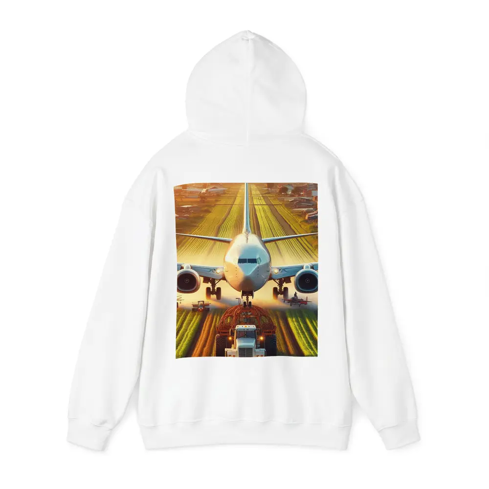 Airplane And Tractor On Rural Runway – Hoodies