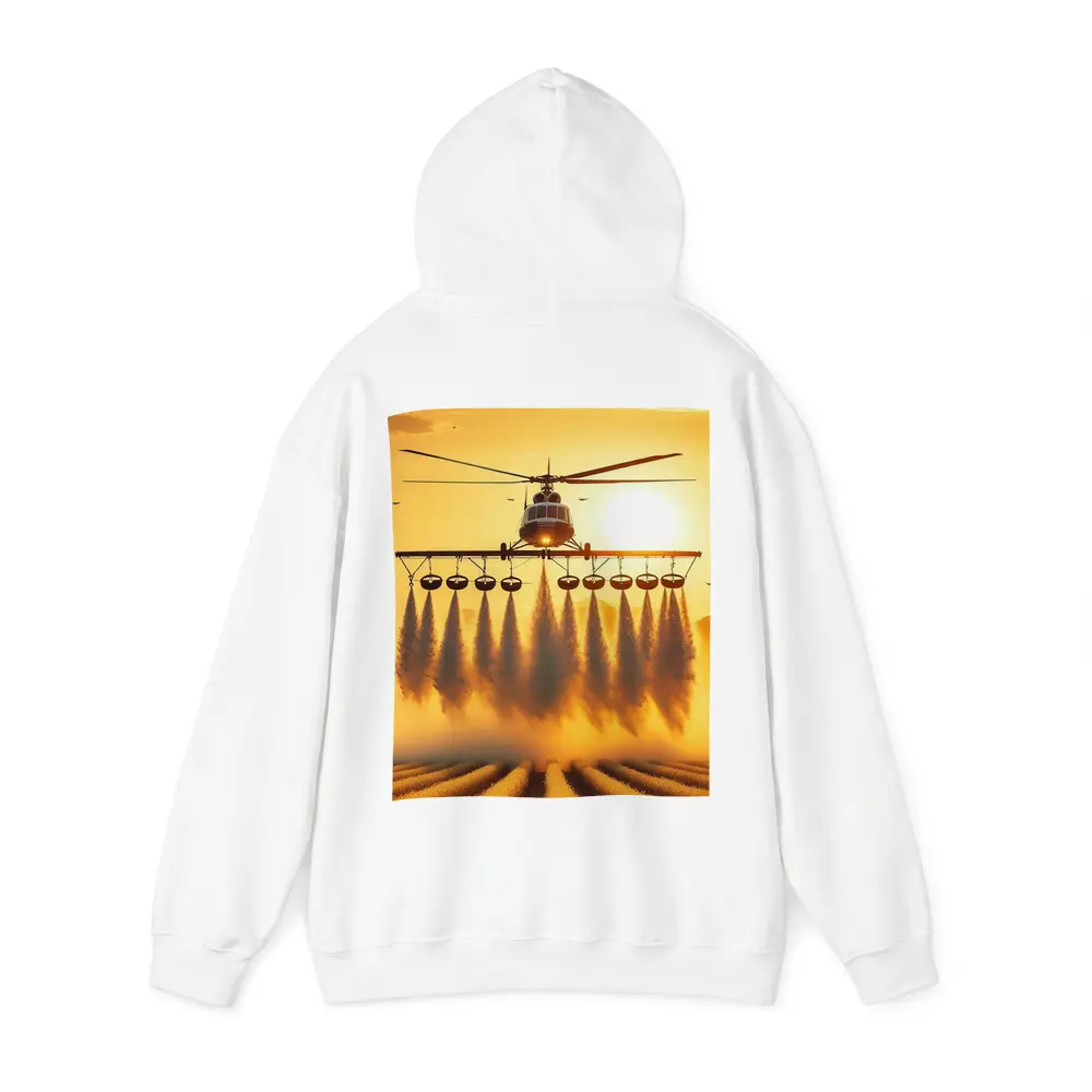 Agricultural Helicopter Spraying Fields Golden Sunset – Hoodies