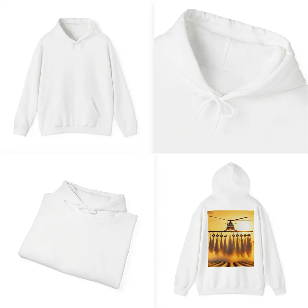 Agricultural Helicopter Spraying Fields Golden Sunset – Hoodies