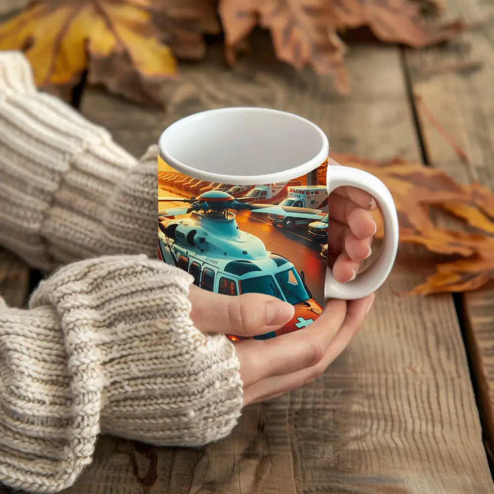 Medical Rescue Helicopter Ambulances Golden Sunset – Mugs
