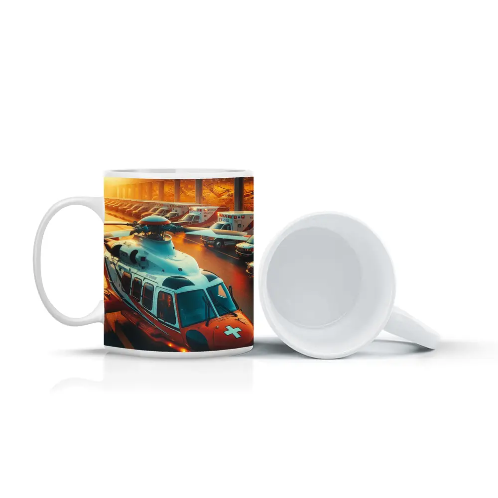 Medical Rescue Helicopter Ambulances Golden Sunset – Mugs