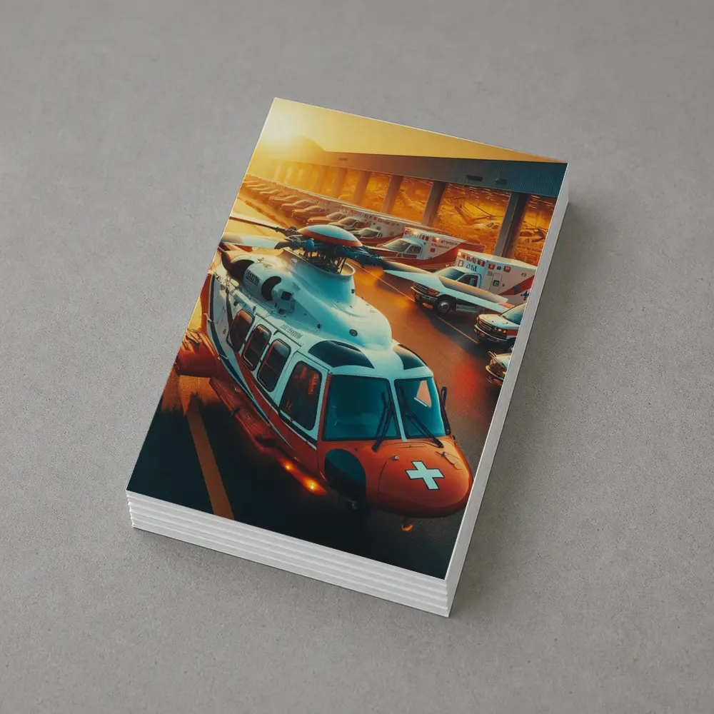 Medical Rescue Helicopter Ambulances Golden Sunset – Postcards