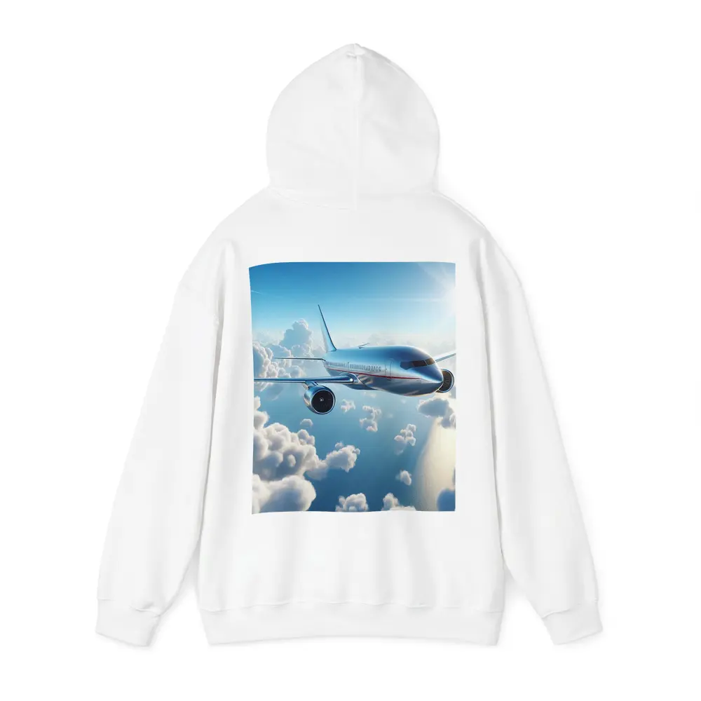 Commercial Airplane Flying Above Sunlit Clouds – Hoodies