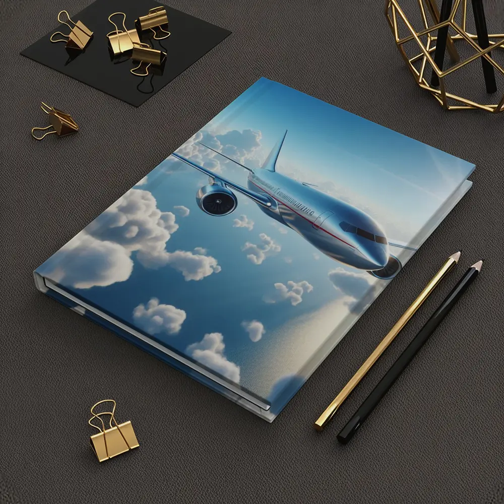 Commercial Airplane Flying Above Sunlit Clouds – Notebooks