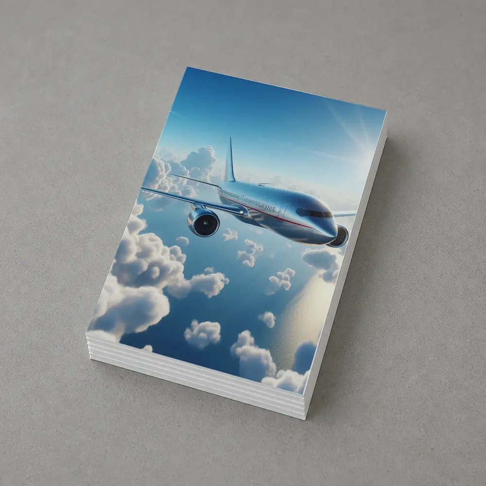 Commercial Airplane Flying Above Sunlit Clouds – Postcards