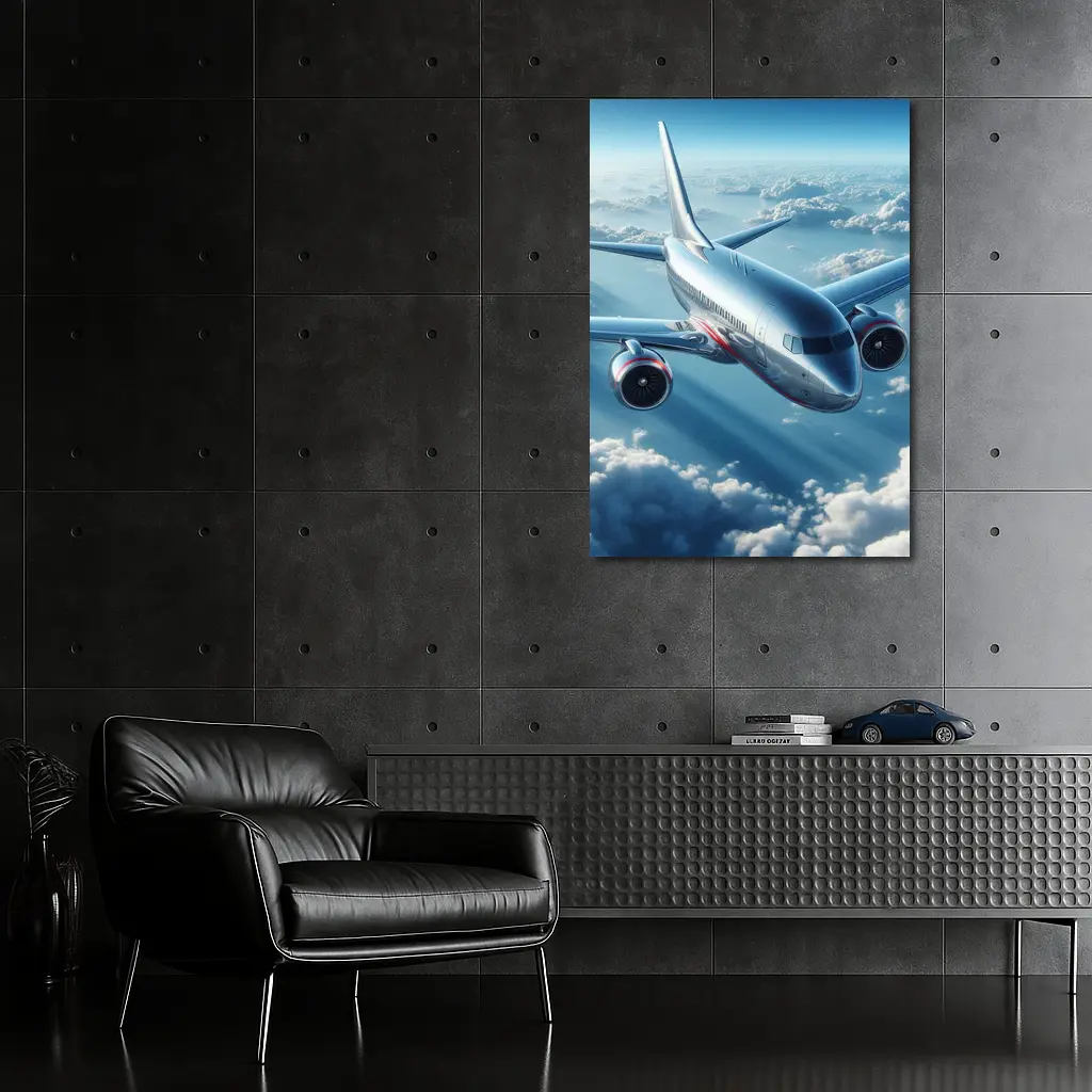 Commercial Jet Airplane Flying Above Clouds – Wall Art