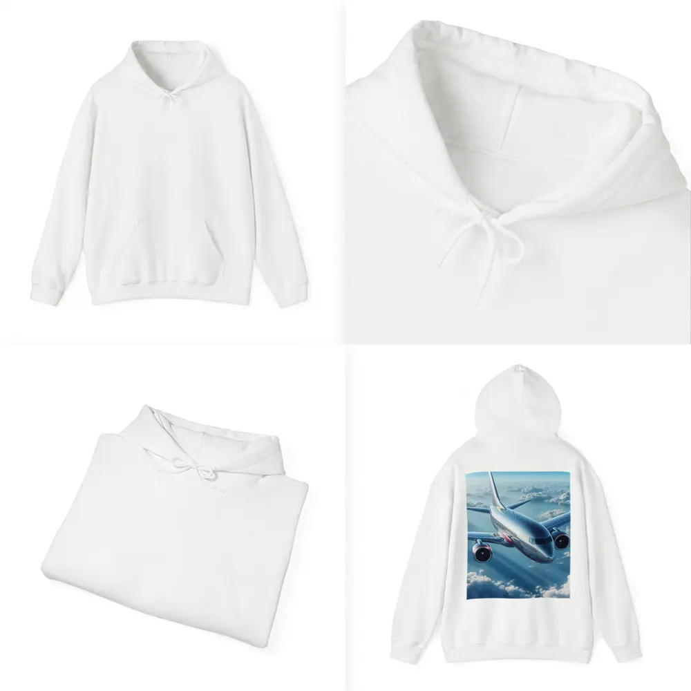 Commercial Jet Airplane Flying Above Clouds – Hoodies