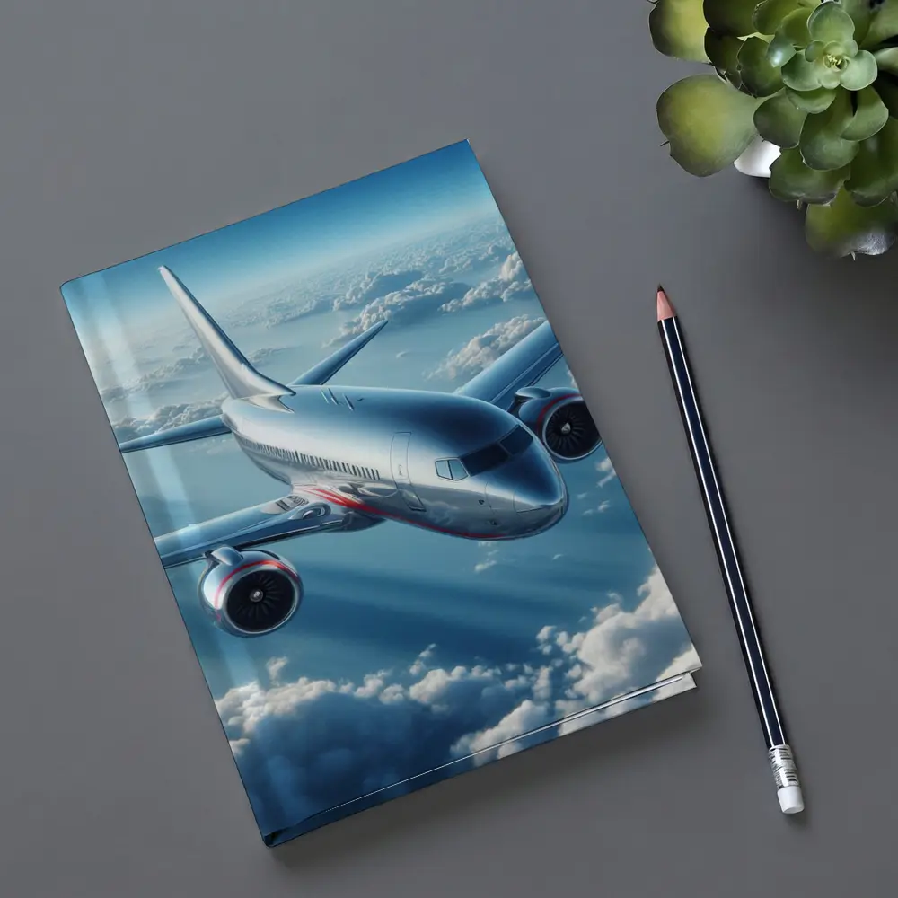 Commercial Jet Airplane Flying Above Clouds – Notebooks