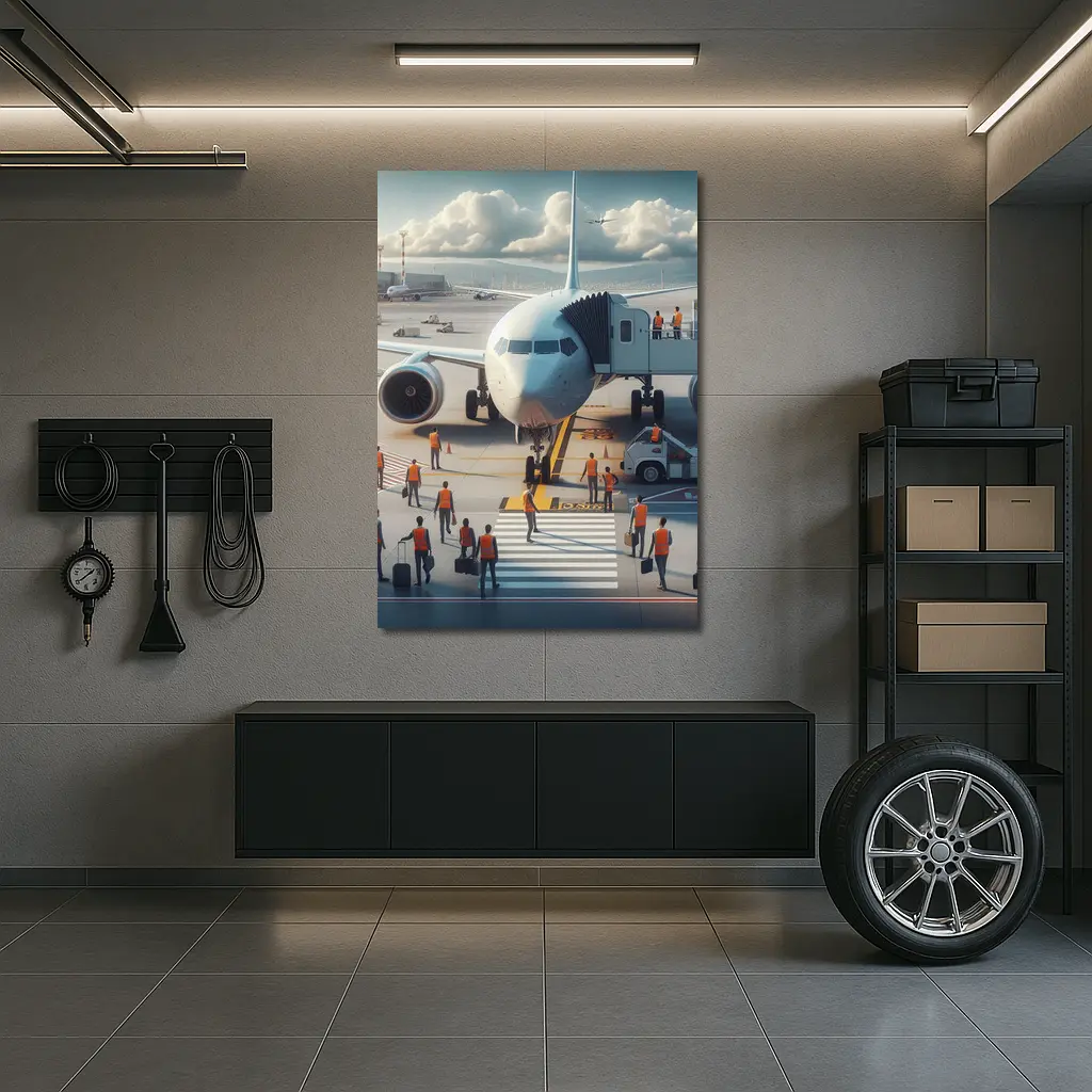 Commercial Airplane Ground Crew Airport Tarmac – Wall Art