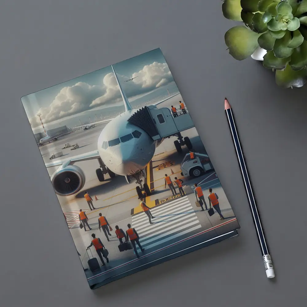 Commercial Airplane Ground Crew Airport Tarmac – Notebooks