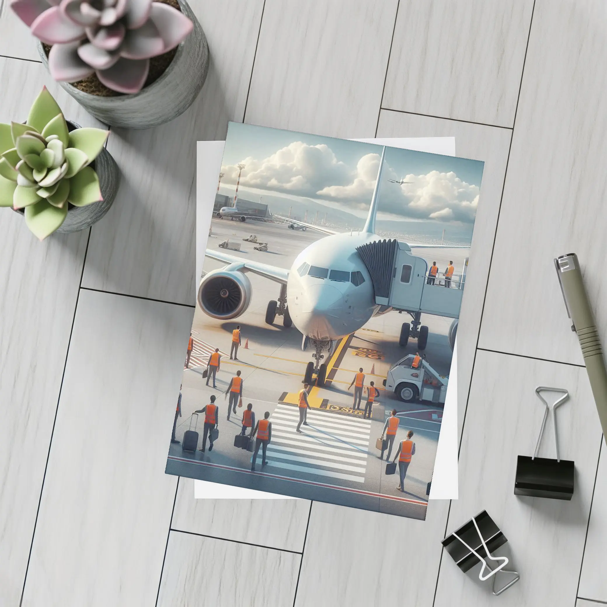 Commercial Airplane Ground Crew Airport Tarmac – Postcards
