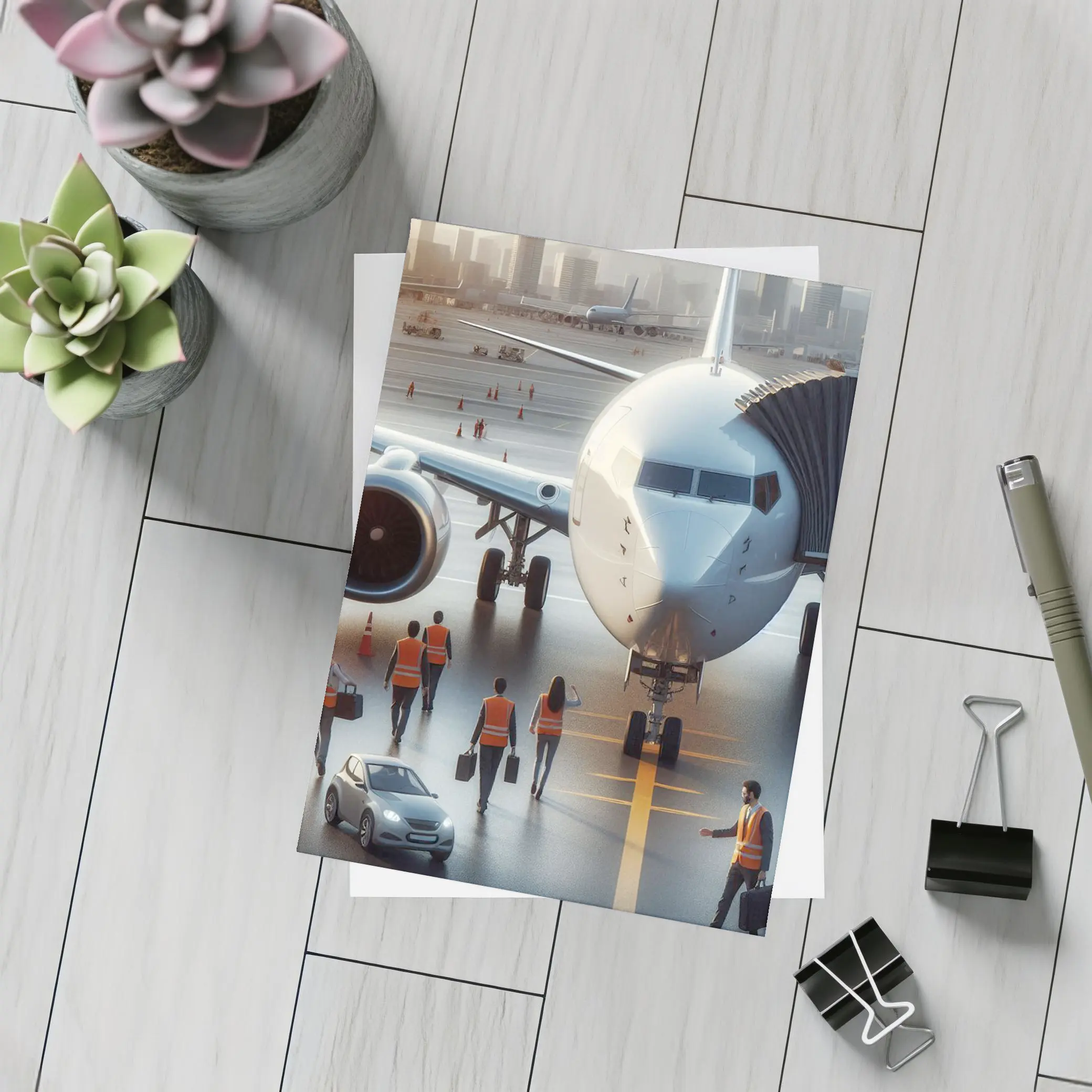 Commercial Airplane Ground Crew Airport Tarmac – Postcards