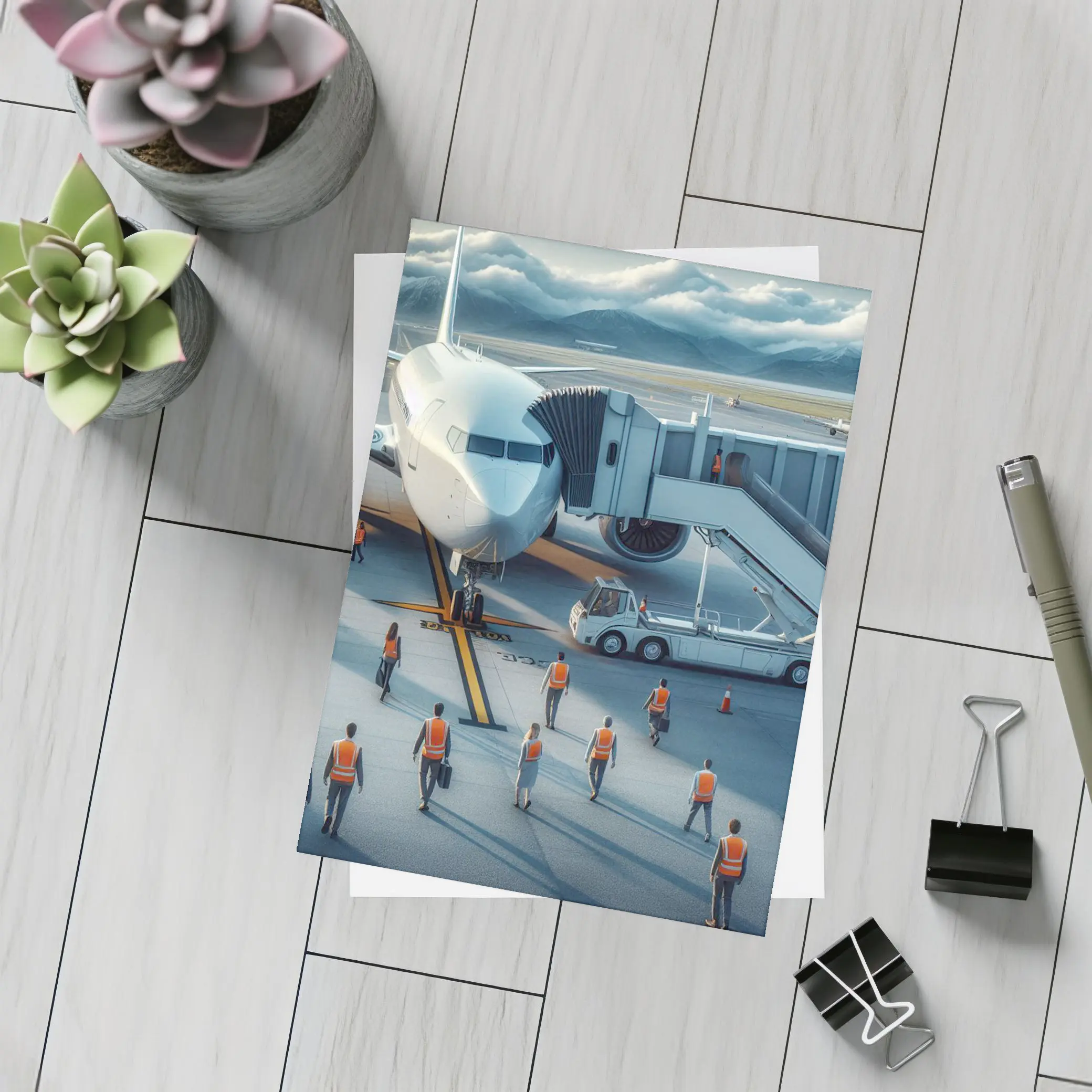 Commercial Airplane Ground Crew Airport Tarmac – Postcards