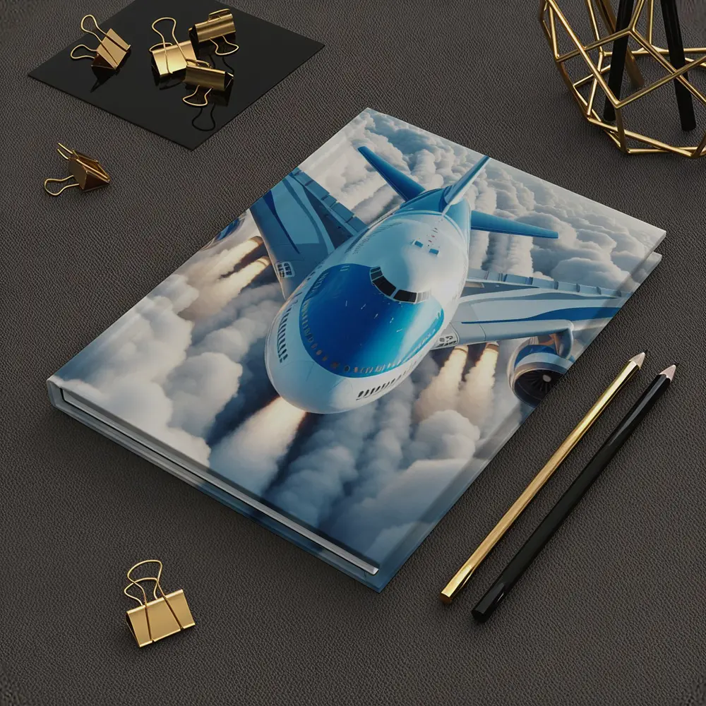 Commercial Airplane Flying Above White Clouds – Notebooks