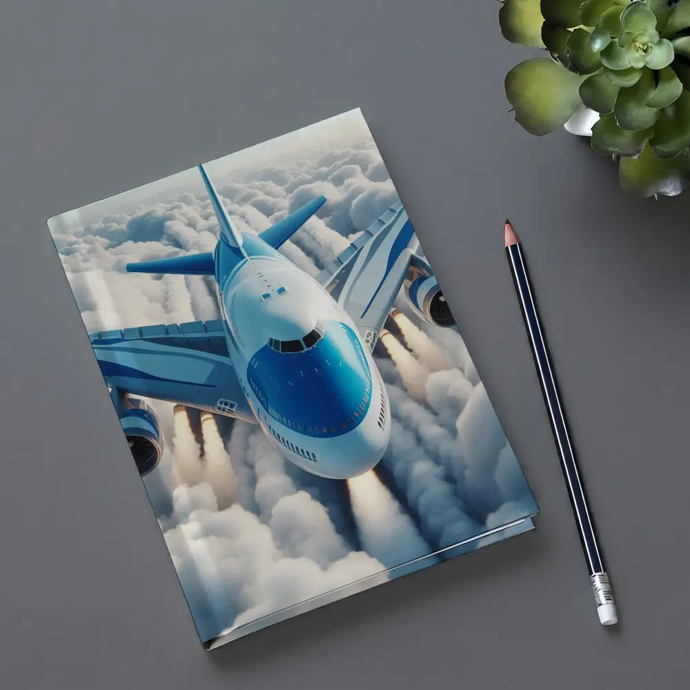 Commercial Airplane Flying Above White Clouds – Notebooks