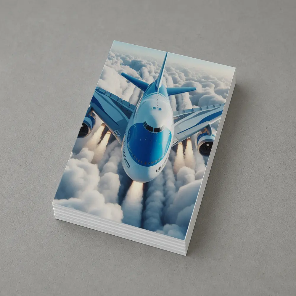 Commercial Airplane Flying Above White Clouds – Postcards