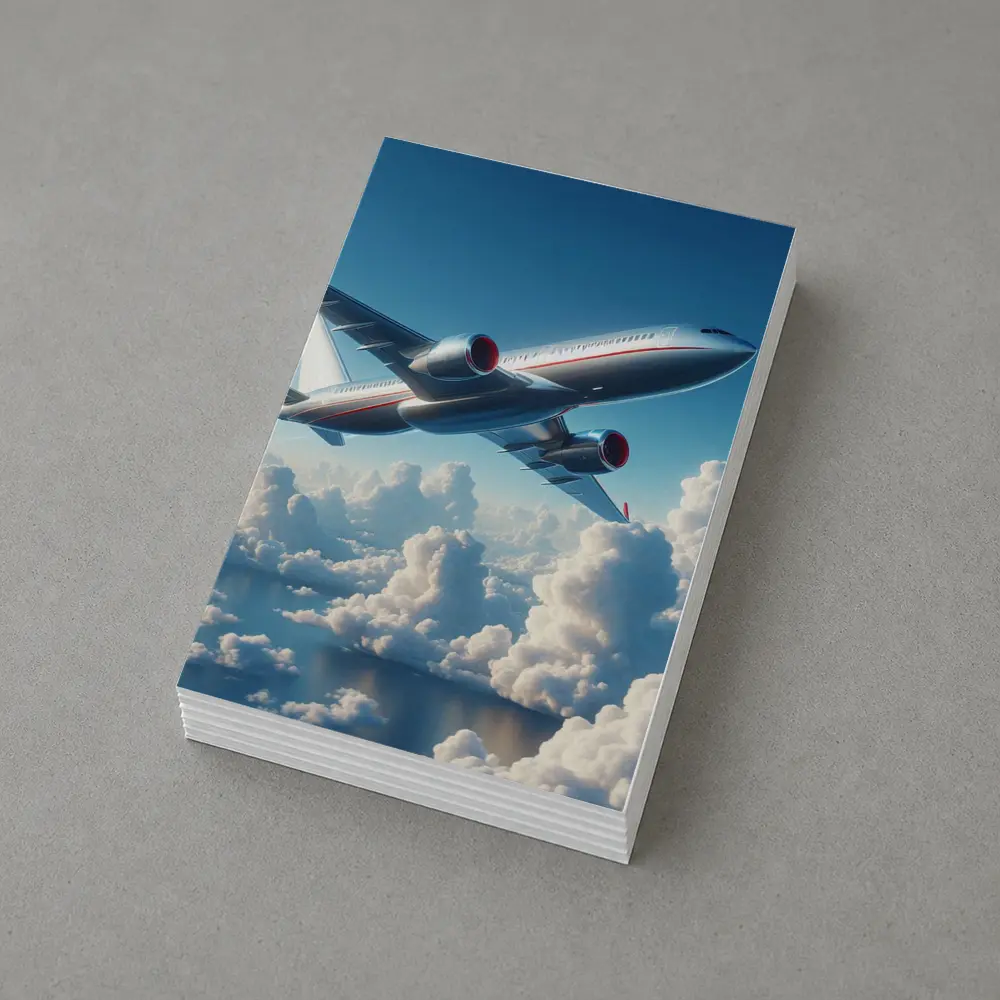 Commercial Airplane Flying Above Fluffy Clouds – Postcards