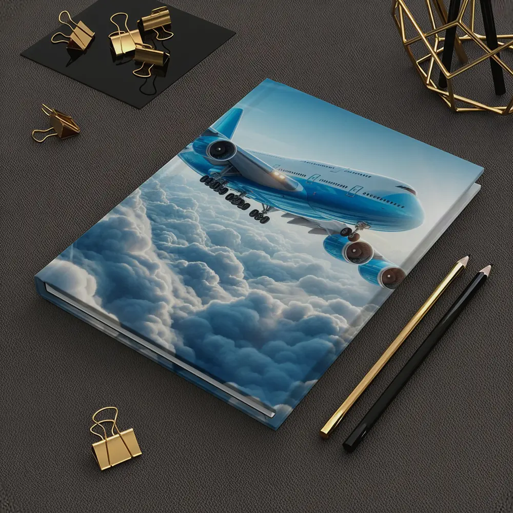 Blue Jumbo Jet Flying Above Clouds – Notebooks
