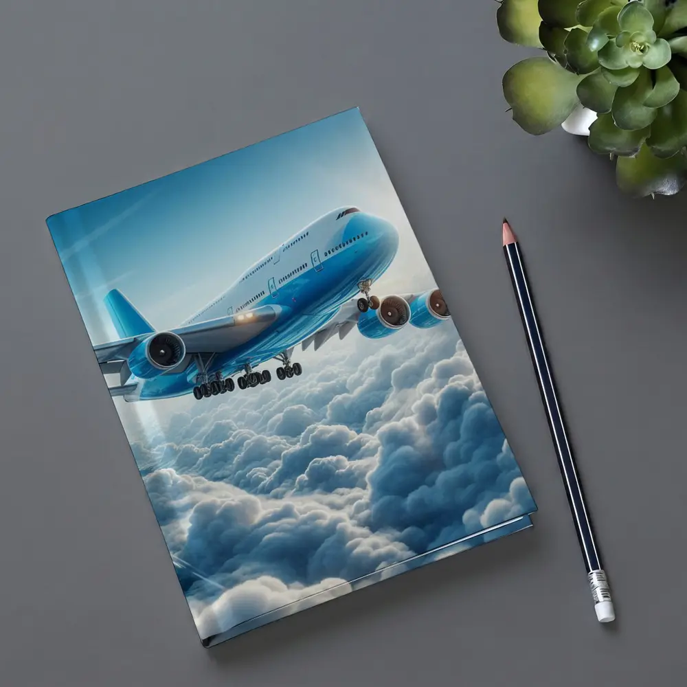 Blue Jumbo Jet Flying Above Clouds – Notebooks
