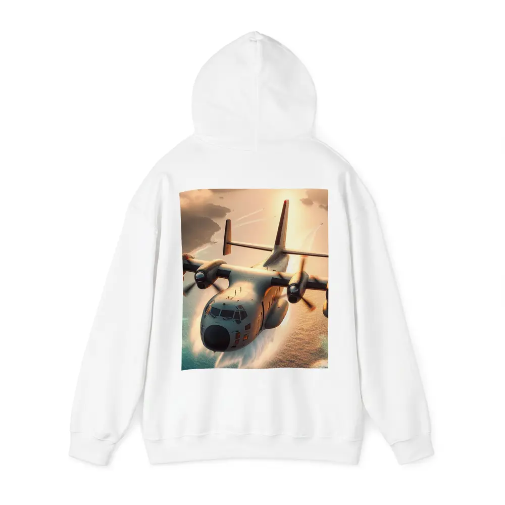 C-130 Hercules Flying Over Coastal Waters – Hoodies