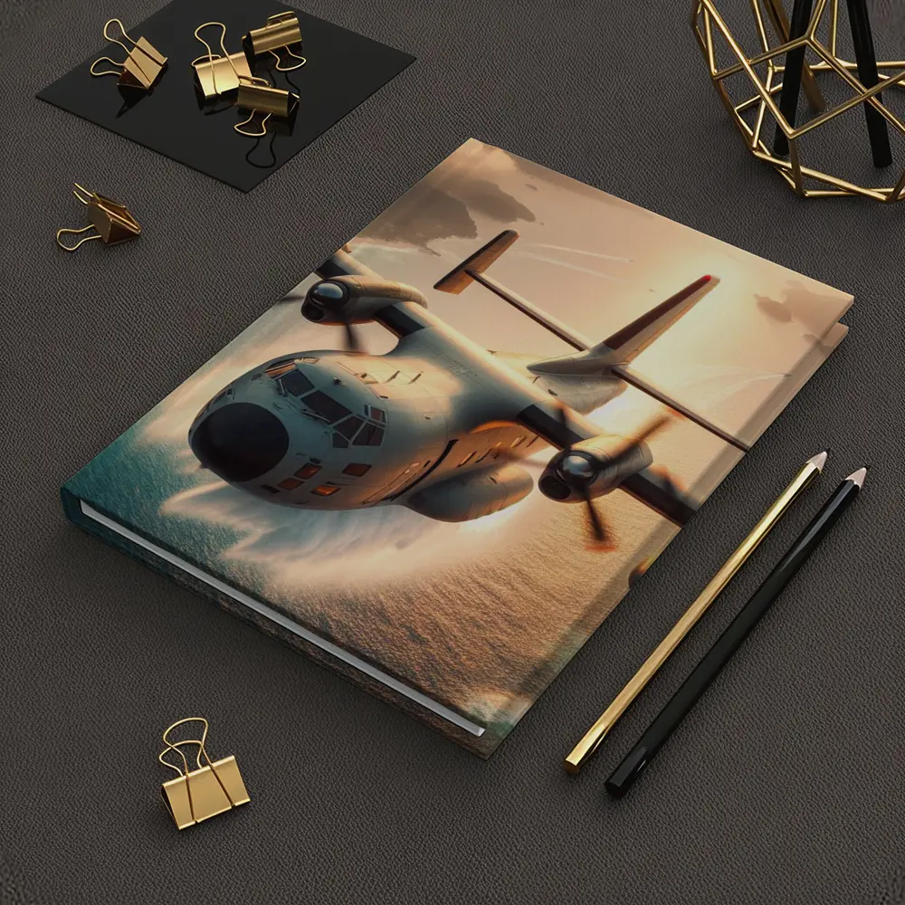 C-130 Hercules Flying Over Coastal Waters – Notebooks
