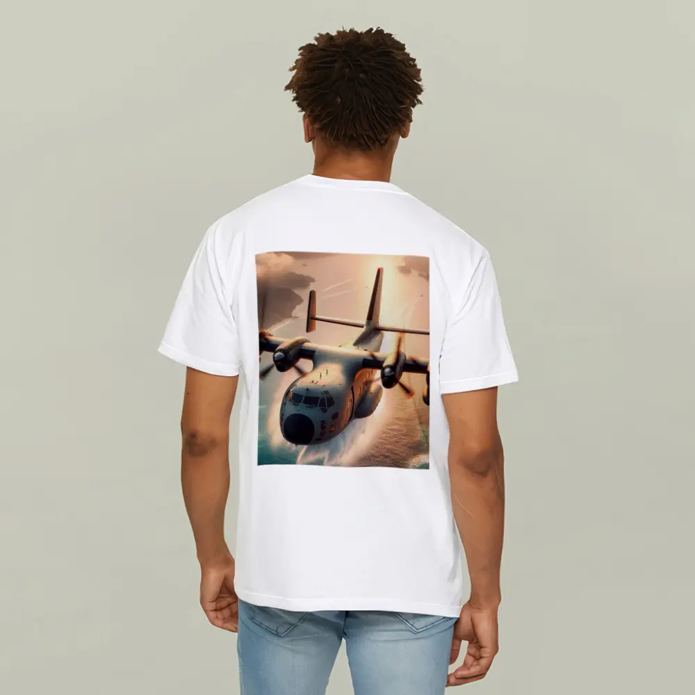 C-130 Hercules Flying Over Coastal Waters – T-Shirts