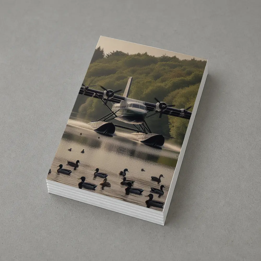 Seaplane Landing On Calm Lake With Ducks – Postcards