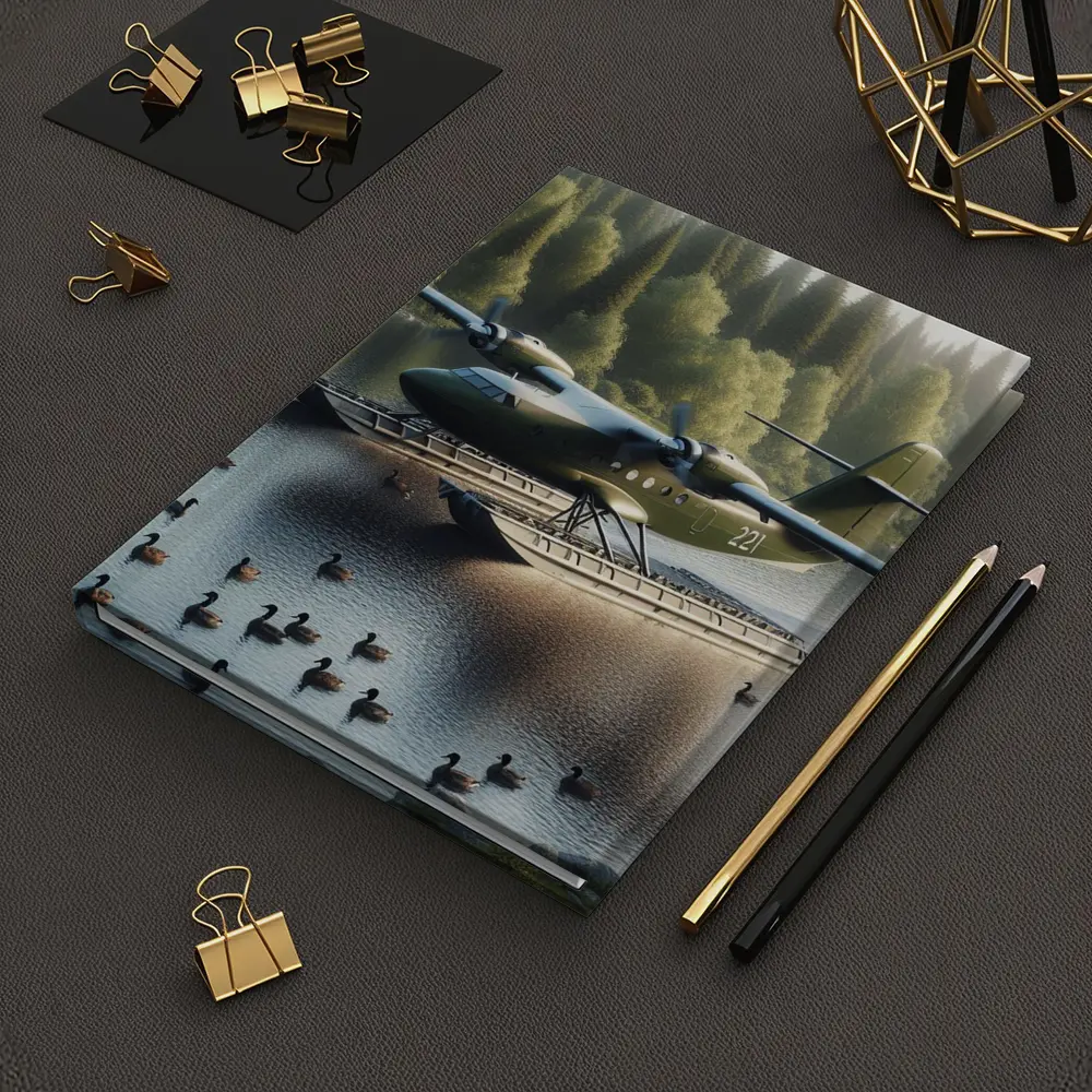 Military Floatplane Landing On Calm Forest Lake – Notebooks