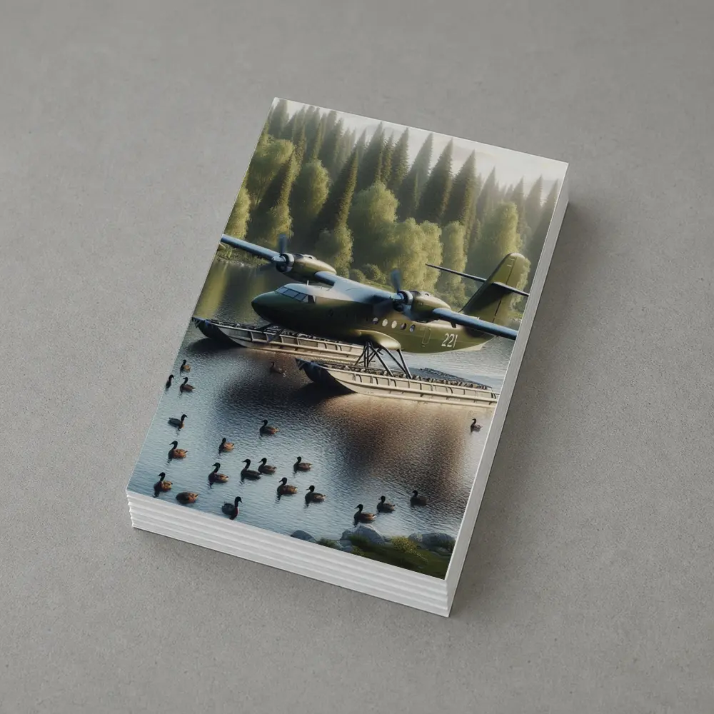 Military Floatplane Landing On Calm Forest Lake – Postcards