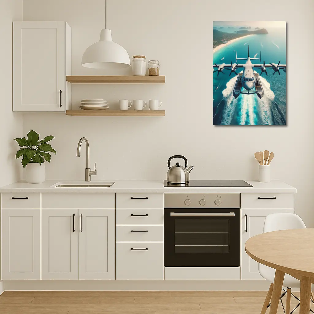 Seaplane Taking Off Over Tropical Ocean – Wall Art
