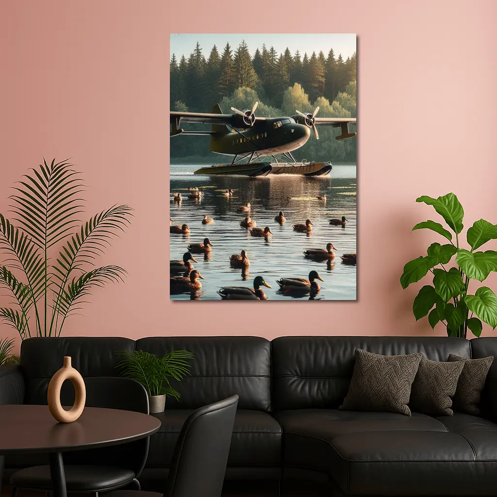 Seaplane on Lake With Mallard Ducks – Wall Art