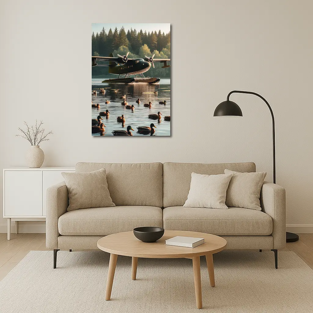 Seaplane on Lake With Mallard Ducks – Wall Art