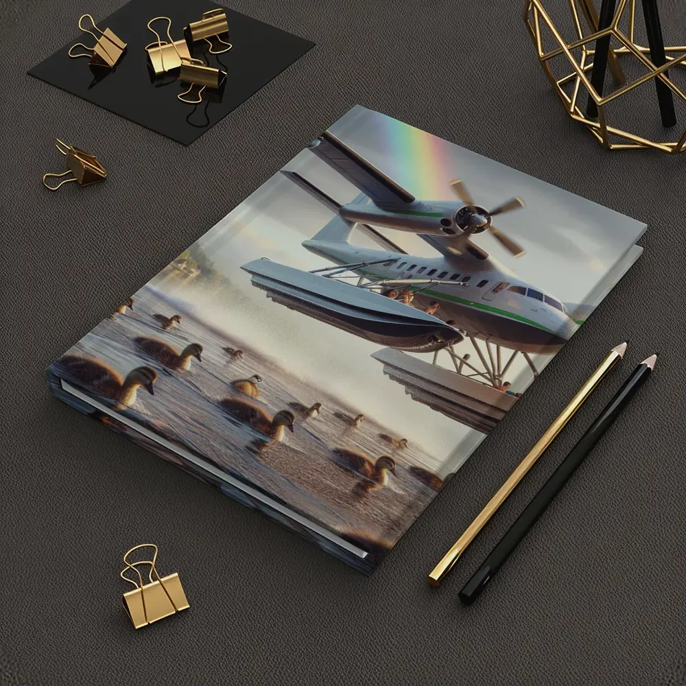Seaplane Landing on Lake With Rainbow – Notebooks